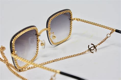 chanel sunglasses with chains|chanel sunglasses chain side.